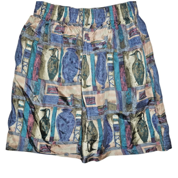 Jane Ashley Vintage 90s Vase Print High Waist Shorts - Size M - Picture 1 of 4